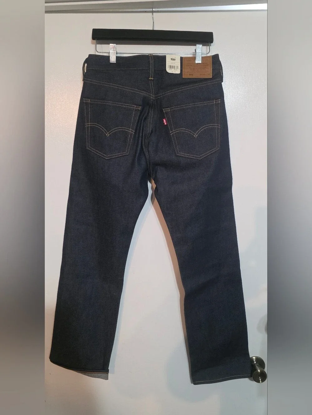 Levis Mens 501 Original Selvedge Jeans Hudson Rigid Dark Wash Size 29 X 30 NWT